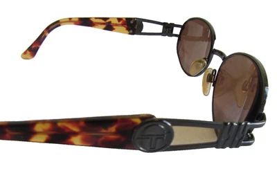 复古 Sergio Tacchini S.T.1046-S T829 135 玳瑁罕见黑色椭圆形太阳镜 — 第 1/4 张图片