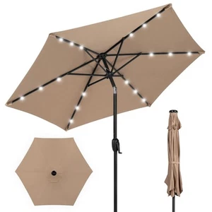 7.5ft Outdoor Solar Market Table Patio Umbrella for Deck, Pool w/Tilt, Crank,... - Picture 1 of 7