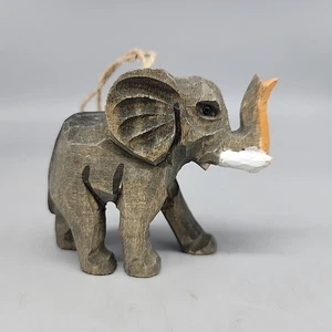 Elefant Weihnachtsschmuck Holz geschnitzt Safari Tier 3 Zoll - Bild 1 von 4