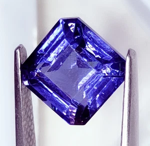 Piedra preciosa suelta natural azul tanzanita certificada 9,62 quilates cuadrada AAA+ gema de calidad - Imagen 1 de 8