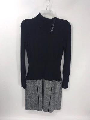 Vestido de cuello alto tejido asimétrico negro gris WHBM usado para mujer talla 6 usado en excelente estado Foto 1 de 4
