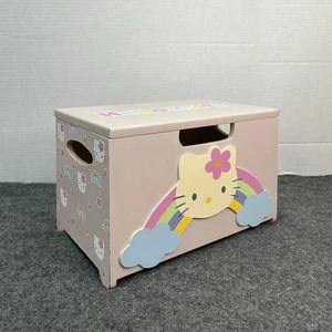 Caja de almacenamiento de madera arco iris Hello Kitty de colección cofre/silla Sanrio 2005 decoración rosa - Imagen 1 de 24
