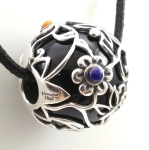 Carolyn Pollack Veronica Dine Sterling Silver Round Onyx Slide Pendant FZZ - Picture 1 of 5