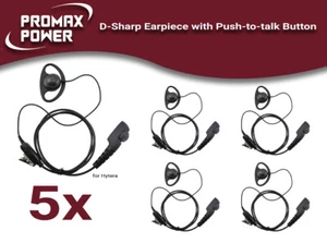 5x D-Shaped Earpiece w/ PTT Mic for Hytera Radios PT560, PD700, PD780, PD982 - Picture 1 of 13