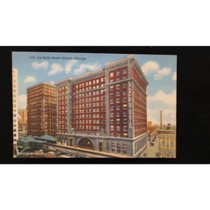 Illinois Chicago IL LA SALLE Street Sherman Van Buren Station Vintage Postkarte - Bild 1 von 4