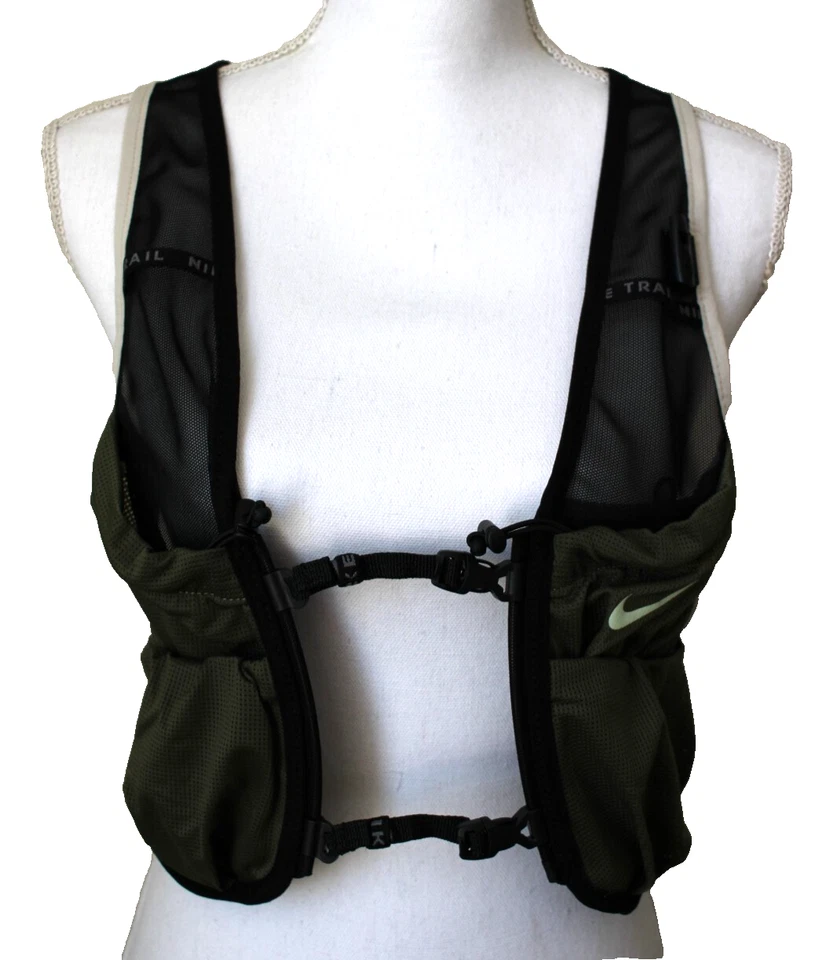Nike Trail Vest 2.0 Men's S/M Running Black/Medium Olive/Vapor Green - Image 1 of 4