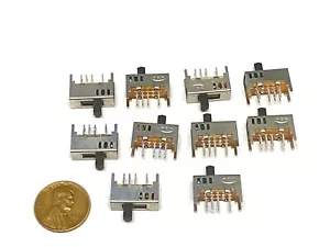 10 SS23D03 Small on off on 3 position 8 Pin 2P3T Slide Switch pcb Bracket A38 - Picture 1 of 2