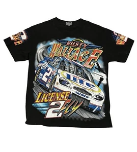 Vintage Rusty Wallace #2 All Over Print NASCAR Racing T Shirt Size Medium - Picture 1 of 2