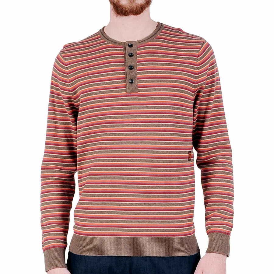 VOLCOM Olah COTTON Stripe CREW Neck HENLEY Hipster SWEATER Mens size XL Slim FIT - Image 1 of 4