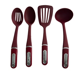 Kitchenaid Red Utensils Set of 6 Ladle, Slotted Spoon, 2 Rubber Spatula, Spatula - Picture 1 of 8