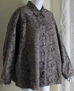 Liz & Me Sz 3X Tribal Art-to-Wear Fabulous PRINT Jean Denim Blazer Jacket Lux - Picture 1 of 6