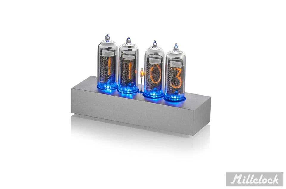 Reloj Tubo Nixie en 4 Tubos IN-14 || Caja Aluminio Clásica Negro o Plateado Foto 1 de 4