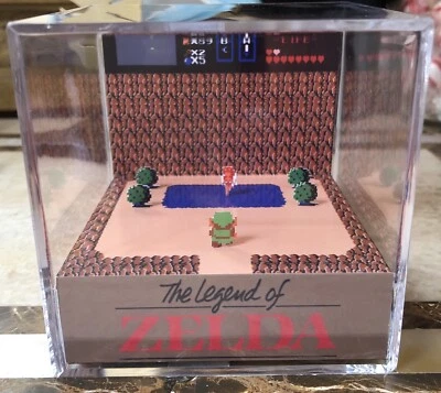 GAMER NOSTALGIA The Legend Of Zelda 3D Cube Handmade Diorama - Shadowbox - Nintendo NES - Fanart