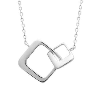 Collar Plata 925/000 Rodio - Colgante Doble Pastilla Calado Entrelazado Foto 1 de 4