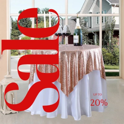 SEQUIN - Sequin Tablecloth - ROSE GOLD - Sequin Overlay Glitter Table Cover - Image 1 of 3