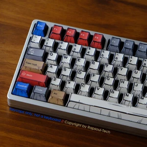 Red Blue White Manga Keycaps Hand-drawn Style Set PBT For MX Mechanical Keyboard - Picture 1 of 9