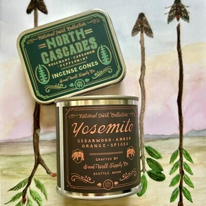 NEU! Gut + Well Versorgung Co. 2er SET: Yosemite KERZE & Nordkaskaden RÄUCHER - Bild 1 von 18