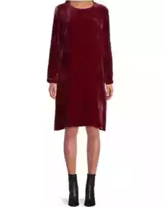 Vestido Eileen Fisher Terciopelo Seda Para Mujer S Rubí Hasta la Rodilla Mangas Largas $348 Nuevo Con Etiquetas - Imagen 1 de 8