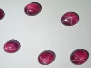 Transparent Star Ruby Oval 9x7 mm Cabochon 6 Rayed Lab-created Stone 10 pcs Lot - Picture 1 of 12