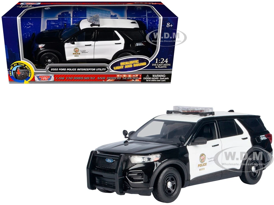 2022 FORD POLICE INTERCEPTOR UTILITY "LAPD" LIGHTS & SOUNDS 1/24 MOTORMAX 79548