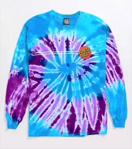 SANTA CRUZ Men's CLASSIC DOT Tie Dye L/S T-Shirt - Blue/Purple - Medium - NWT - Picture 1 of 2