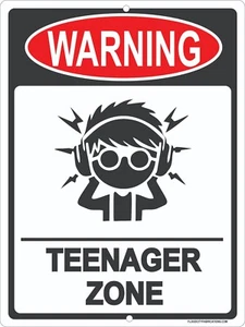 ⚠️ Divertido letrero de metal "Warning Teenager Zone" - 9x12 - Decoración del hogar ⚠️ - Imagen 1 de 5