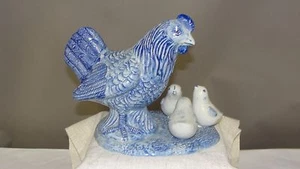 Madre gallina cerámica azul con sus pollitos - Imagen 1 de 2
