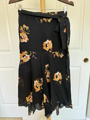 ALC цветочный надежном шелк Midi юбка ассиметричный кромки ярусный размер 0 богемное фея ведьма - Изображение 1 из 4