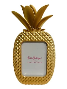 Lilly Pulitzer Pottery Barn Pineapple Photo Frame Gold Metallic - 3" x 5.5" EUC - Picture 1 of 8