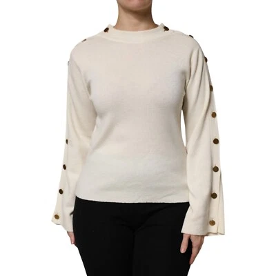 MAURO GRIFONI Top Off White Crew Neck Button Long Sleeves IT42/US8/M RRP 500usd - Image 1 of 4