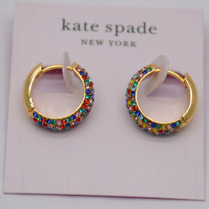 Kate Spade Jewelry Elegant Unique CZ Cut Crystals Pierced Snap Earring Gold Tone