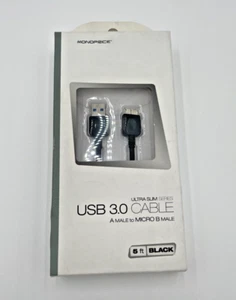 USB 3.0 Monoprice Ultra Slim Series 5ft USB-A to Micro B 3.0 Cable - Black - Picture 1 of 3