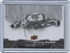 23/24 Upper Deck 1 - DUSTIN WOLF C109 Rc Young Guns BLACK CANVAS Rookie Flames