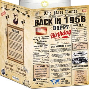 69Th Birthday Card for Women Men - Back in 1956 Newspaper - 69Th Happy BIRTHDAY - Picture 1 of 12