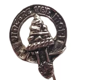 Scottish CLAN MACLAINE Brooch Sporran Kilt Lapel Pin Badge VINCERE VEL MORI - Picture 1 of 3