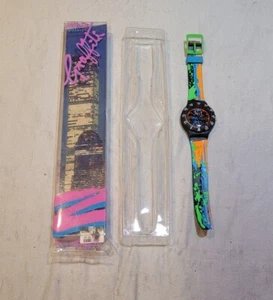 Vtg 80s Minitz Watch Graffiti Quartz New Open World Trade Center Insert - Picture 1 of 14