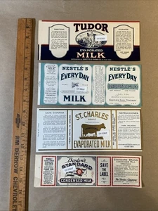 Group Of 4 Pre-1950s Evaporated Milk Labels Borden St. Charles Nestlé INV-AQ1075 - Picture 1 of 24