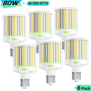 6Pack 80W LED Corn Bulb Light Replace 350W MH/HPS Warehouse Garage High Bay Lamp - Picture 1 of 15