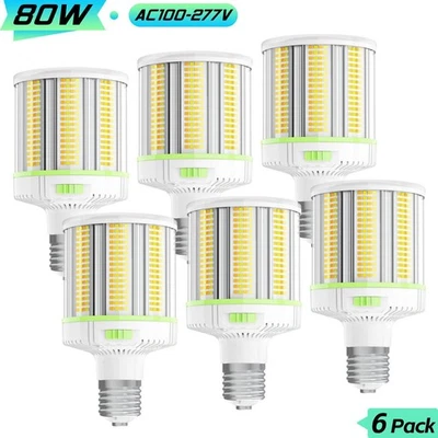 6Pack 80W LED Corn Bulb Light Replace 350W MH/HPS Warehouse Garage High Bay Lamp - Image 1 of 4