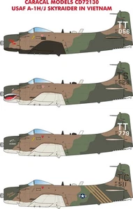 Caracal 1/72 decal USAF A-1H/J Skyraider in Vietnam markings - CD72130 - Picture 1 of 2