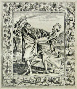 Danza de la muerte, la muerte mata a un noble, grabado de 1682. - Imagen 1 de 3
