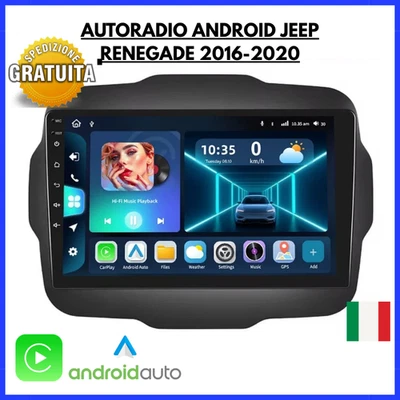 Autoradio Jeep Renegade 2016 2020 Carplay Stereo 2 Din Android 9 Pollici Auto FM - Immagine 1 di 4