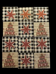 Christmas Gift Boxes Set Of 12 Tri Open Gift Card Jewelry Snowflake Joy Peace - Picture 1 of 2