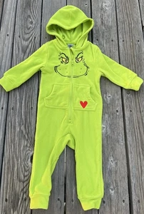 Hanna Andersson Dr. Seuss Grinch Kid's XS (2-3 Toddler) Costume Fleece Jumpsuit - Picture 1 of 8