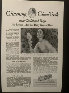 Vintage 1928 Colgates Glistening Clean Teeth Ad Advertisement - Picture 1 of 2