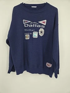 Sudadera De Colección Dallas Cowboys Azul Cuello Redondo Parches Bordados Hecha en EE. UU. - Imagen 1 de 8