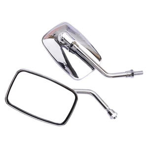 2Stück Motorrad Rechteckiger Seitenspiegel 10mm für Honda Suzuki Kawasaki - Picture 1 of 6