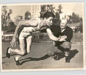 UCLA Olympic Runner BOB YOUNG & Coach Harry Trotter VINTAGE 1937 Press Photo - Picture 1 of 2