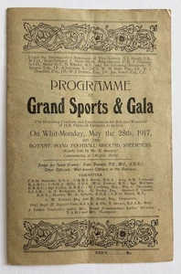 WW1 - Programme For Sheppey 1917 Grand Sports & Gala For Wounded Soldiers - Picture 1 of 3