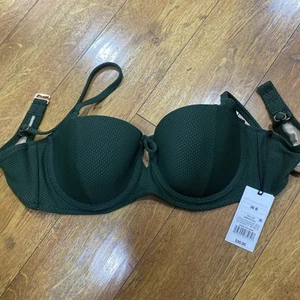 Nuevo con etiquetas Top de bikini retro acanalado con aros 36B correas ajustables verde Shade & Shore - Imagen 1 de 6